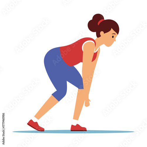 vector illustration of woman doing bent over rows