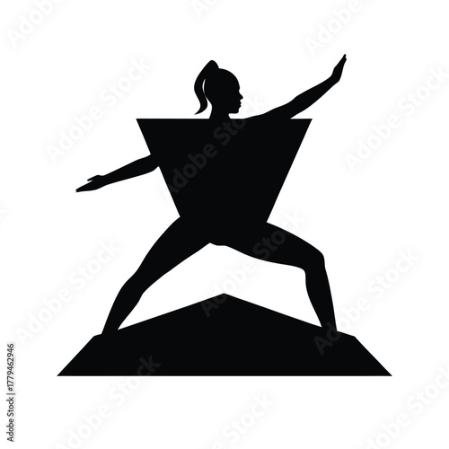 silhouette of woman performing warrior yoga pose 