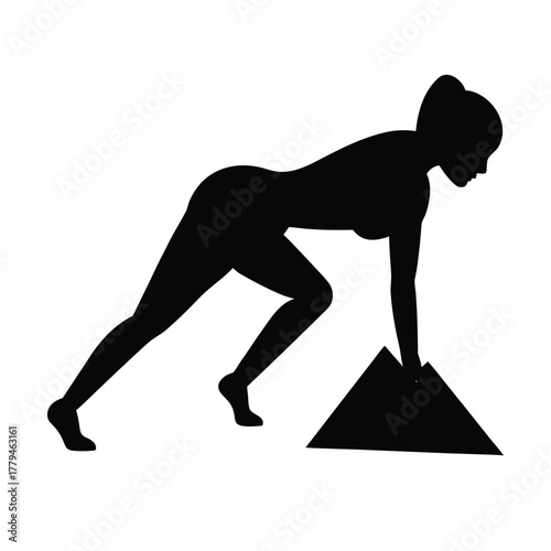 Silhouette of a Fit Woman Doing Mountain Climbers Exercise  Fitness Workout Illustration