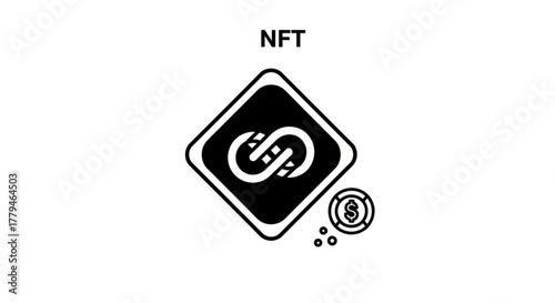 Nft icon symbolizing nonfungible token, digital asset, blockchain technology, cryptocurrency, and the future of digital ownership