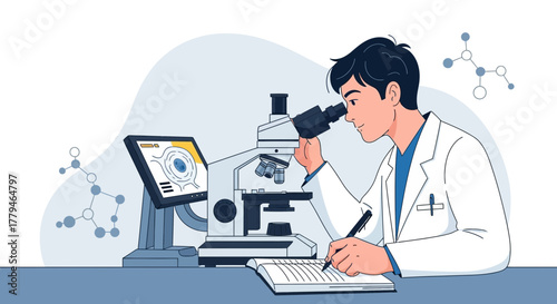 Scientist Exploring Microscopic World Using Advanced Tools for Research Investigation