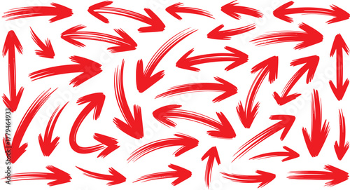 Arrows hand drawn brushstroke set Vector