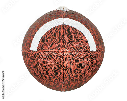 Leather American football ball isolated on transparent background. Frontal view, PNG File.