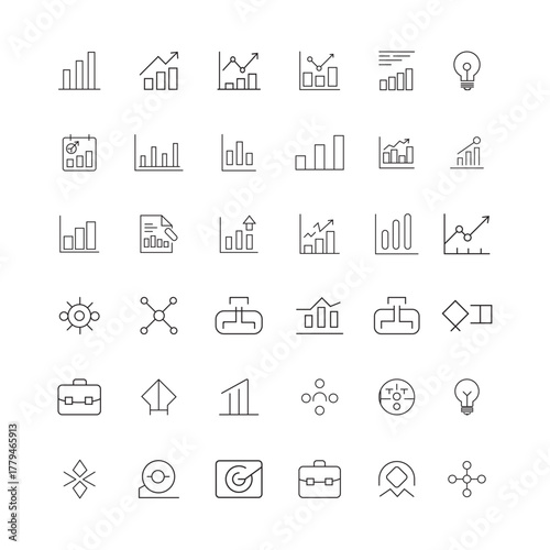 Collection of marketing icons for business and strategy. Action Plan Strategy Icons – Growth, Goals & Business Planning. Collection of Data Icons Featuring Gathering, Acquisition, Logo business.