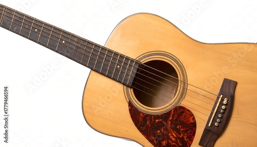 Acoustic Guitar Close-up on White