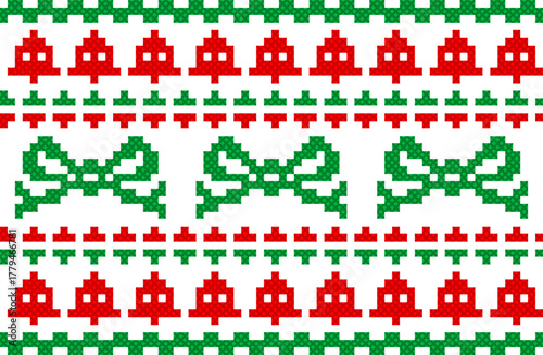 seamless pattern with christmas. tribal pattern. local fabric pattern. pixel pattern. cross stitch