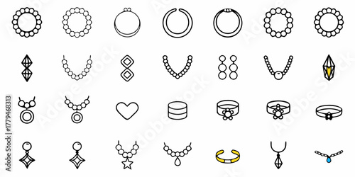 Illustration showing a variety of jewelry items including necklaces bracelets rings and earrings designs