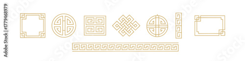 Elegant geometric border and frame designs in minimalist line art style