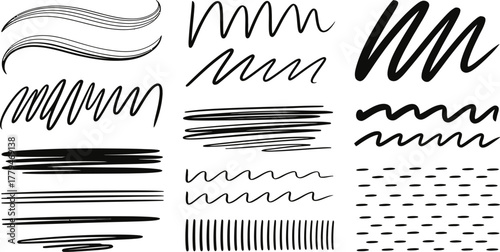 Hand drawn marker lines and scribble set Vector