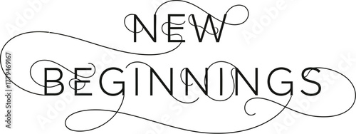 Elegant script typography of new beginnings on a clean light beige background