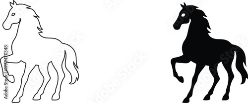 horse  icon vector graphic illustration  with white background flat hand made icon fill icon .