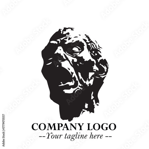 Head of Zombie Logo Symbol in Black on the White Background with Horror Minimal Vector Design