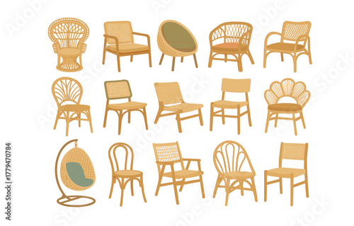 Collection of elegant rattan chairs with unique designs