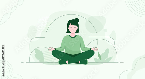 Woman Meditating in a Peaceful Pose for Relaxation and Mindfulness Practice