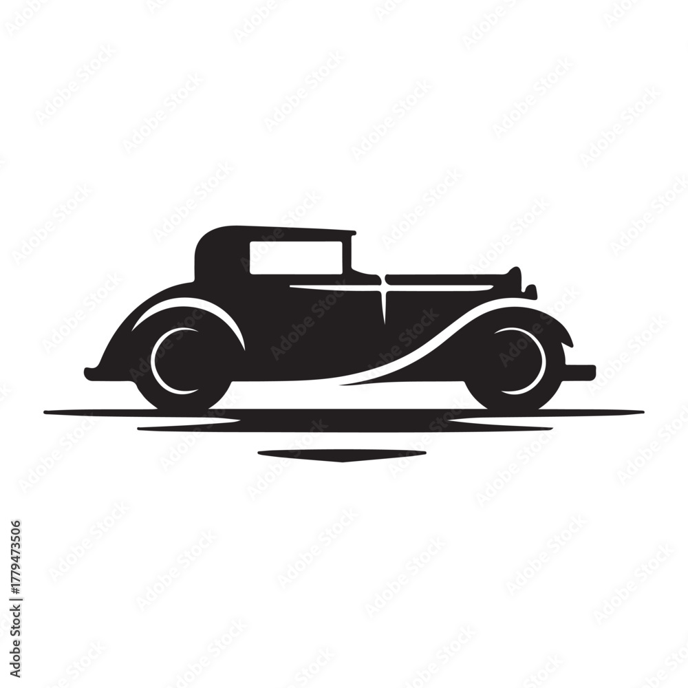 Obraz premium vintage car vector silhouette clip art logo design illustration. abstract car icon collection