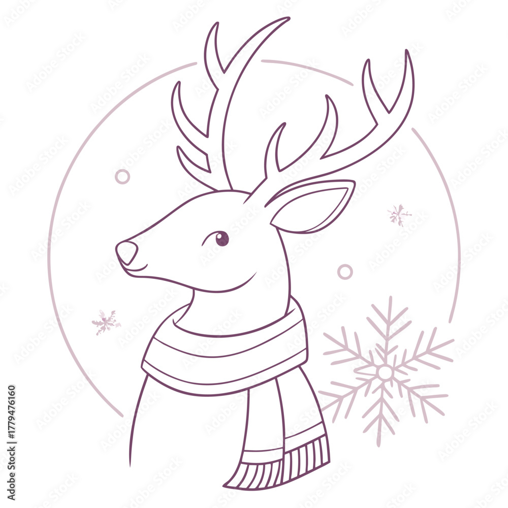 Obraz premium minimalist-reindeer-wearing-a-cozy-scarf-with-subt .