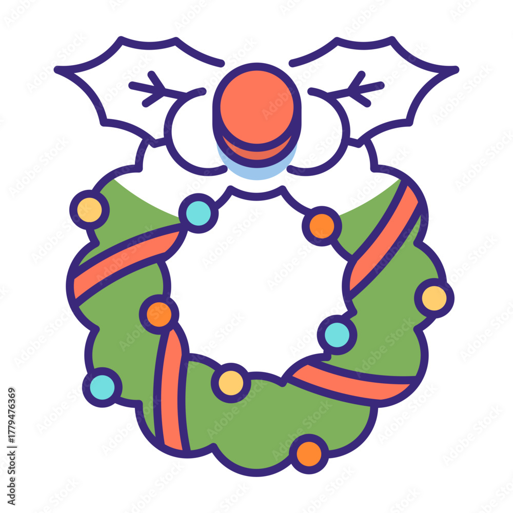 Naklejka premium This Wreath icon is suitable for Christmas Party.