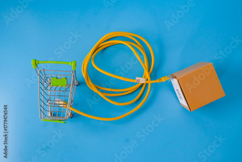 E-commerce and E-business, online marketing and network concept.