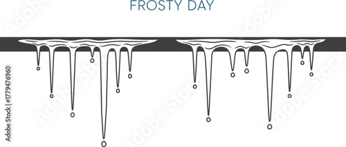 Minimalist illustration of icicles hanging on a frosty day in winter season