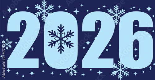 2026 winter new year celebration with snowflakes. Vector