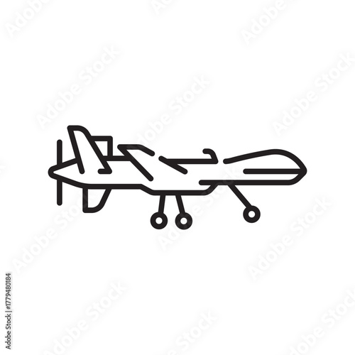 unmanned aerial vehicle black line icon. Vector isolated element