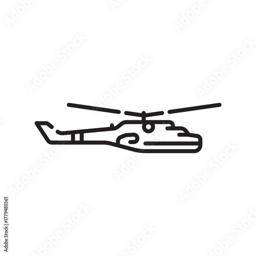 attack helicopter black line icon. Vector isolated element