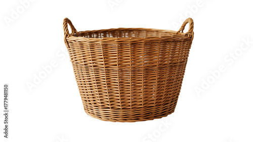Empty wicker basket near flowers