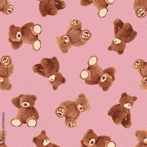 All Over Cute Teddy Bears Seamless Pattern 06 November 2025
