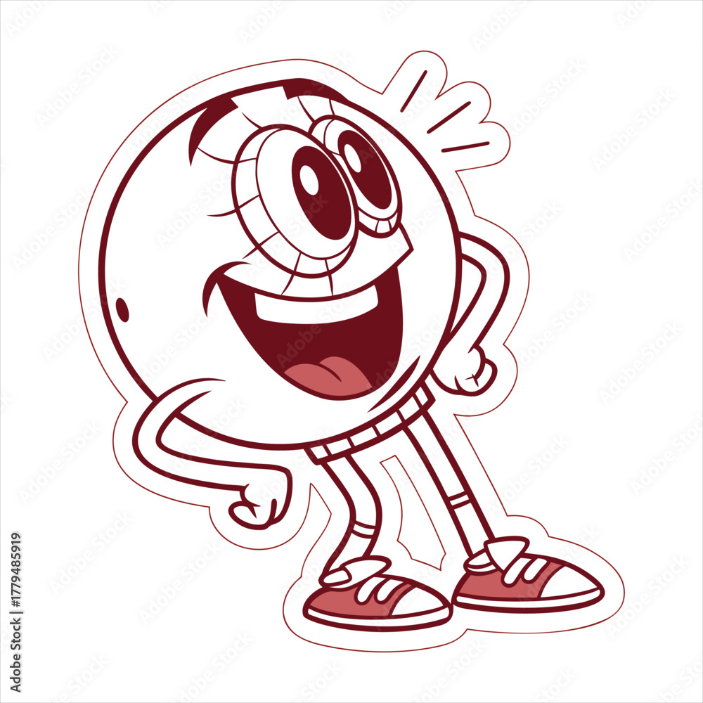Obraz premium Happy cartoon baseball character waving with a big smile