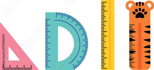 Colorful rulers, a playful collection of measuring tools for kids