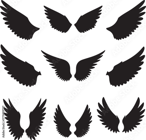 Silhouette Angel Wings Collection Keywords: silhouette, angel, wings, collection, feather, pair
