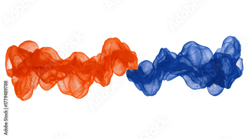 Orange and blue abstract smoke waves isolated on transparent background create dynamic flowing and energetic visual effect perfect for modern design creativity and artistic inspiration