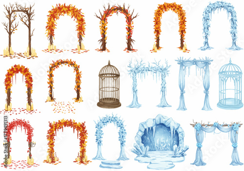 Diverse Seasonal Arches and Decorative Structures Collection.