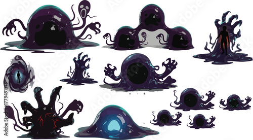 Shadow Slime Demon — Semi-Transparent Goo Monster Vector Asset