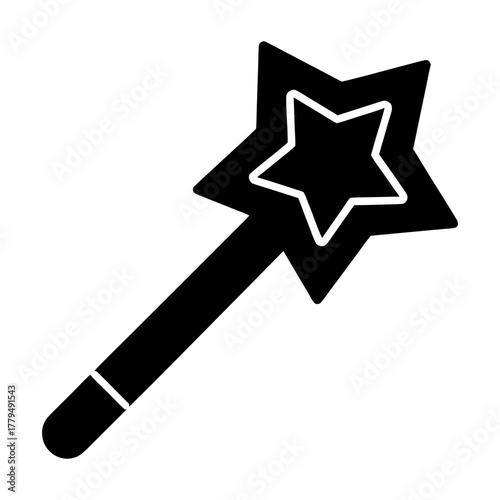 Vector graphic of a magic wand star shape for fantasy games and magical illustrations design element