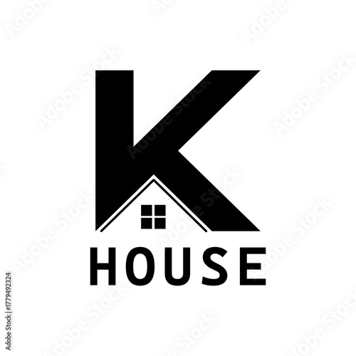 Elegant and simple letter K and house logo