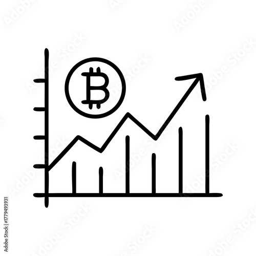 Bitcoin's vibrant growth is illustrated in this dynamic stock chart showing upward trends and positive investment outlook for crypto traders