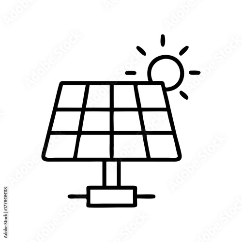 Clean energy solar panel icon drawing capturing the suns bright rays for a sustainable future
