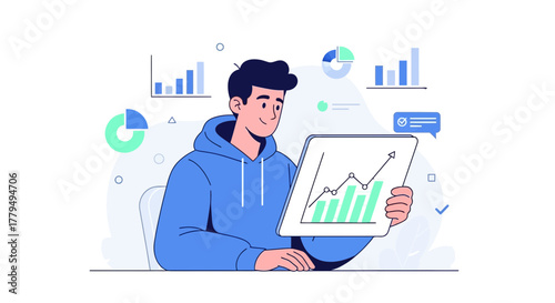 Analyst Assessing Financial Performance Through Data Visualization and Business Analytics