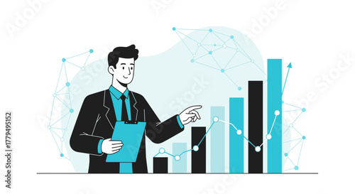 Business Analyst Presenting Financial Data Visuals In A Contemporary And Detailed Approach