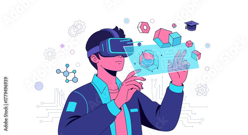 Exploring The Metaverse With Virtual Reality Technology In Innovative Futuristic Illustration