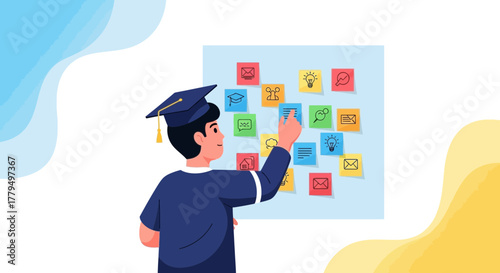 Graduate Studying Ideas, Planning Future Strategies, Goals And Education Concepts Visuals