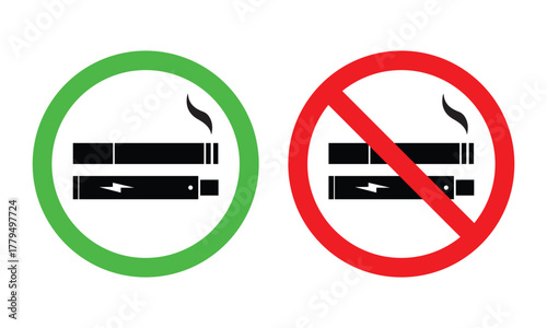 No smoking, No vaping combined sign. Smoking & vaping area or allowed symbol. High resolution vector illustration eps.