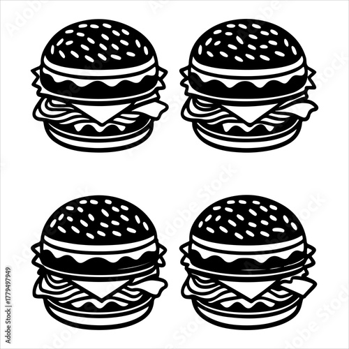 Bacon Burger Illustration Vector Style