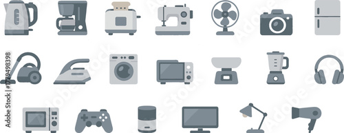 Home Appliances Icons Set – Household Electronics and Kitchen Devices