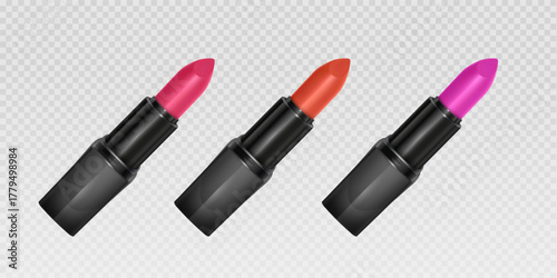 Smooth glossy lipstick swatch smear smudge in different color Vibrant Pink and Red Lip 