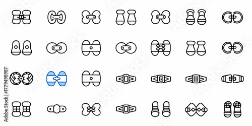 Collection of various buckle and fastener designs displayed in a structured grid pattern layout