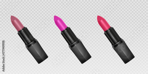 Smooth glossy lipstick swatch smear smudge in different color Vibrant Pink and Red Lip 