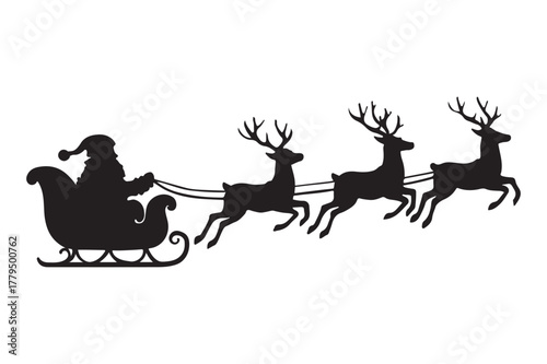 silhouette vector of santa claus and reindeer