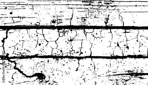 Abstract black and white closeup of weathered wood with radial cracks texture. Black and white wood cracks texture on a transparent background.